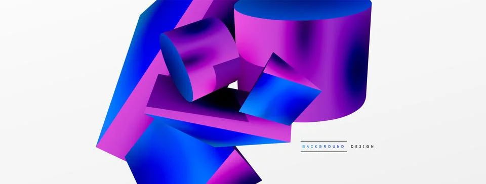 Metallic 3d shape vector geometric background. Trendy techno business template Stockillustratie