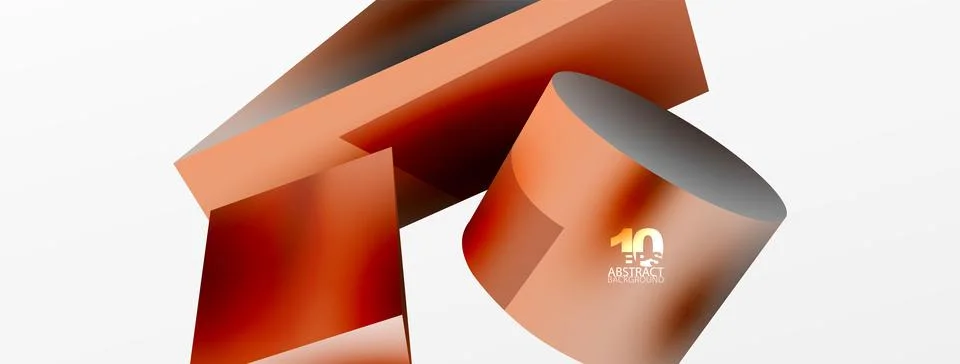 Metallic 3d shape vector geometric background. Trendy techno business template Stockillustratie