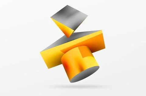 Metallic 3d shape vector geometric background. Trendy techno business template Stockillustratie