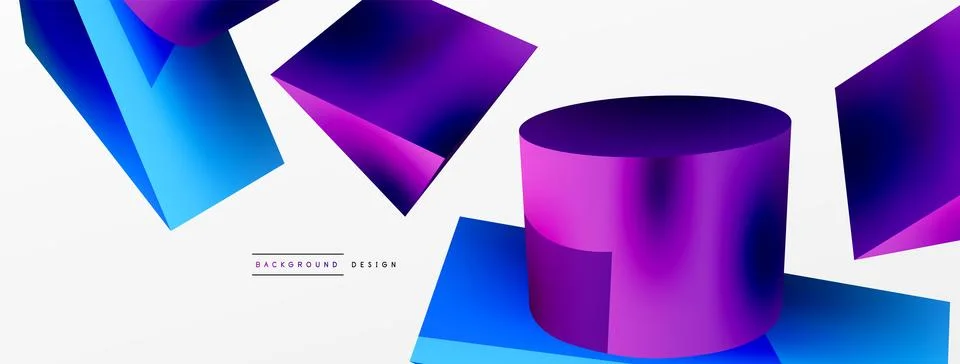 Metallic 3d shape vector geometric background. Trendy techno business template Stockillustratie