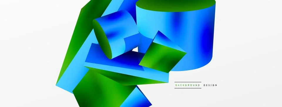 Metallic 3d shape vector geometric background. Trendy techno business template Stockillustratie