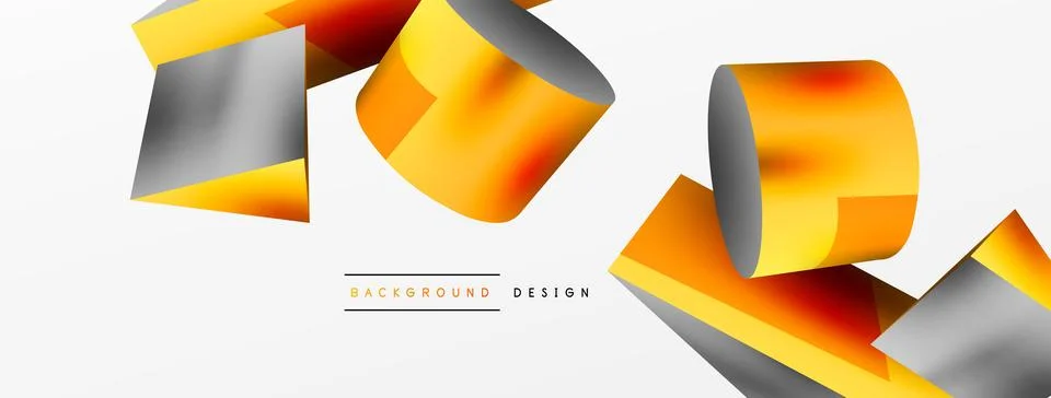 Metallic 3d shape vector geometric background. Trendy techno business template Stock Illustration