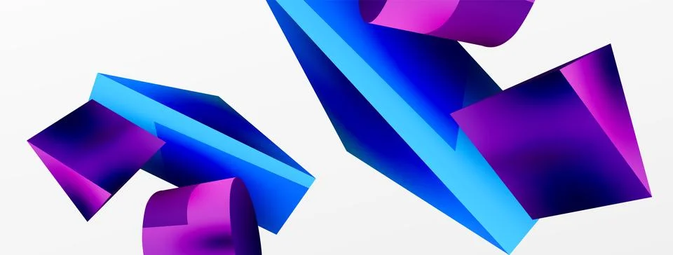Metallic 3d shape vector geometric background. Trendy techno business template Stockillustratie