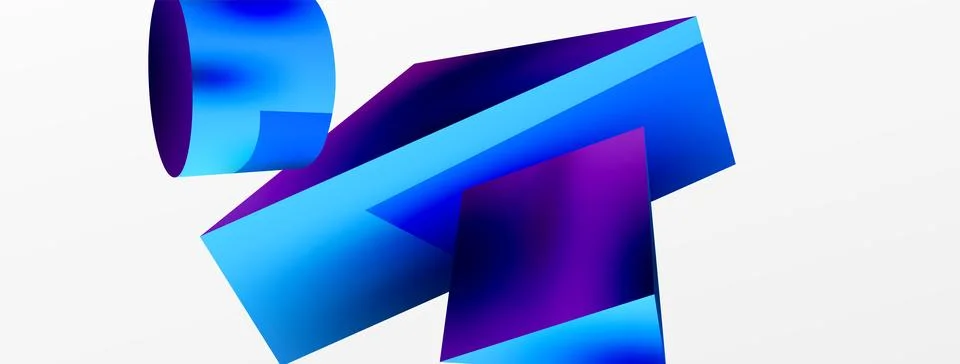 Metallic 3d shape vector geometric background. Trendy techno business template Stockillustratie