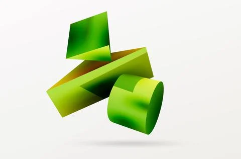 Metallic 3d shape vector geometric background. Trendy techno business template Stock Illustration