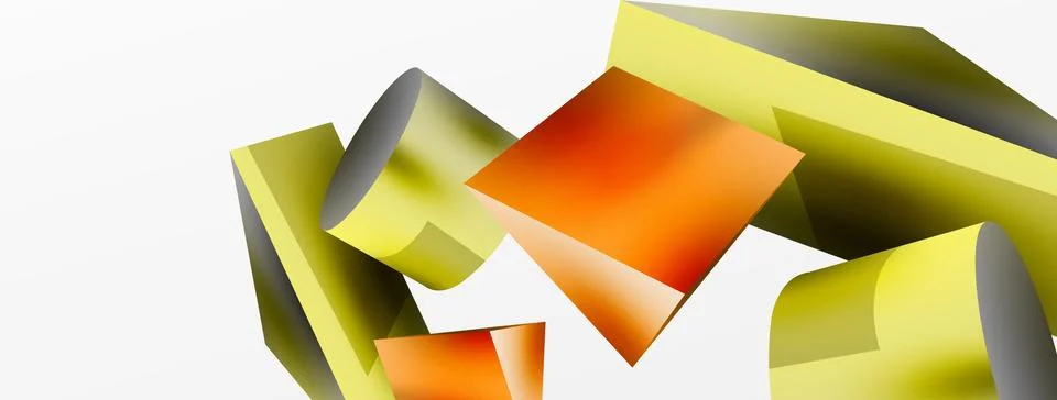 Metallic 3d shape vector geometric background. Trendy techno business template Stockillustratie