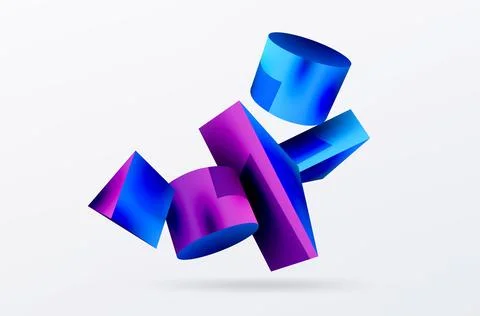 Metallic 3d shape vector geometric background. Trendy techno business template Stockillustratie