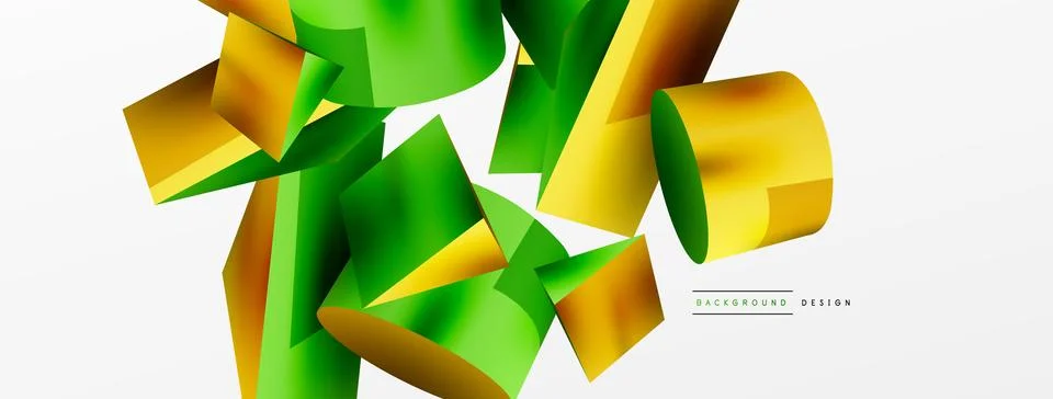 Metallic 3d shape vector geometric background. Trendy techno business template Stock Illustration