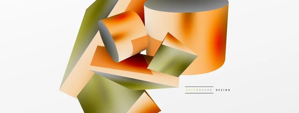 Metallic 3d shape vector geometric background. Trendy techno business template Stock Illustration