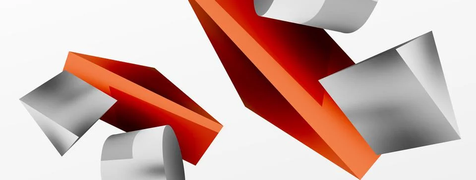 Metallic 3d shape vector geometric background. Trendy techno business template Stockillustratie