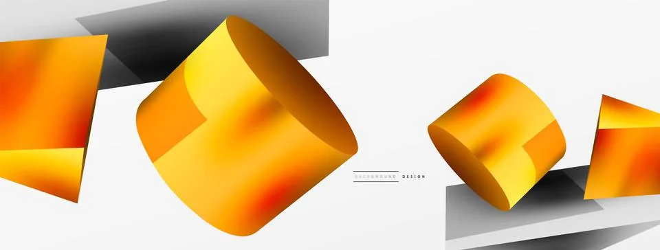 Metallic 3d shape vector geometric background. Trendy techno business template Stockillustratie