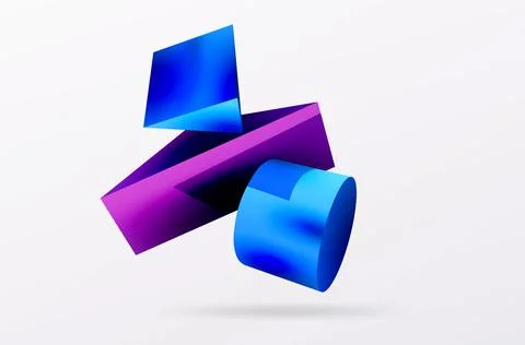 Metallic 3d shape vector geometric background. Trendy techno business template Stockillustratie