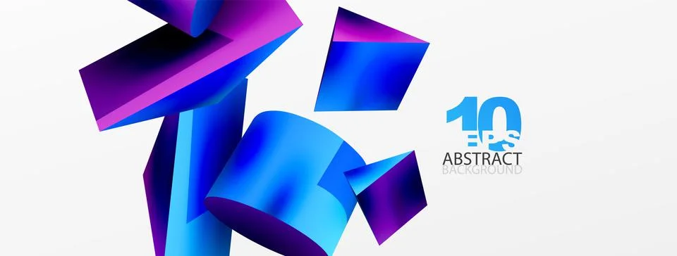Metallic 3d shape vector geometric background. Trendy techno business template Stockillustratie