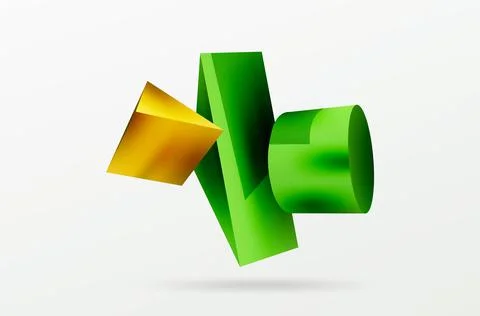 Metallic 3d shape vector geometric background. Trendy techno business template Stockillustratie