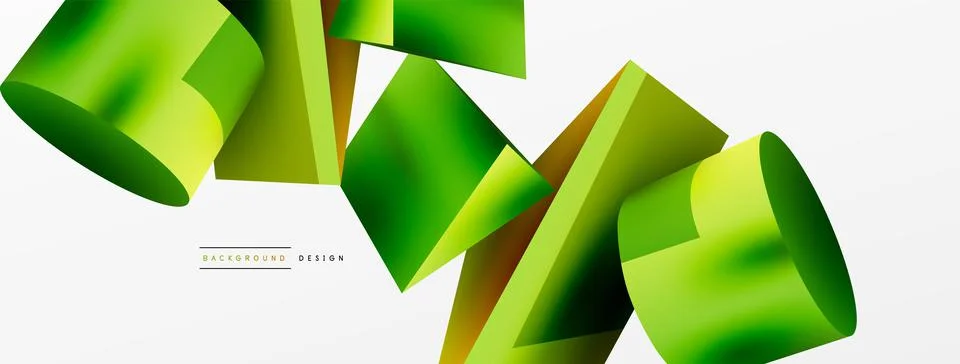 Metallic 3d shape vector geometric background. Trendy techno business template Stockillustratie