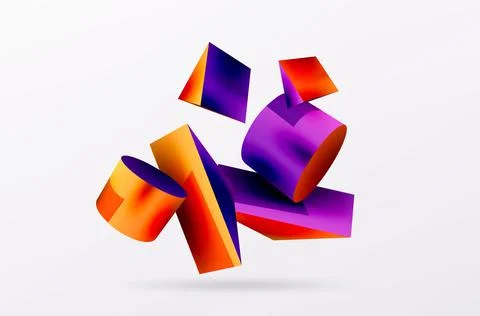 Metallic 3d shape vector geometric background. Trendy techno business template Stock Illustration