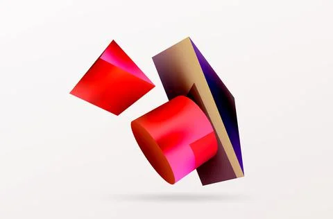 Metallic 3d shape vector geometric background. Trendy techno business template Stockillustratie