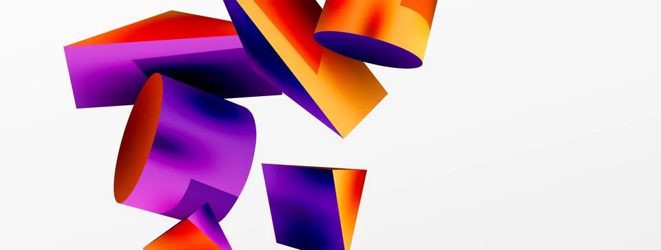 Metallic 3d shape vector geometric background. Trendy techno business template Stock Illustration