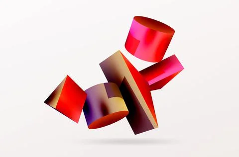 Metallic 3d shape vector geometric background. Trendy techno business template Stockillustratie