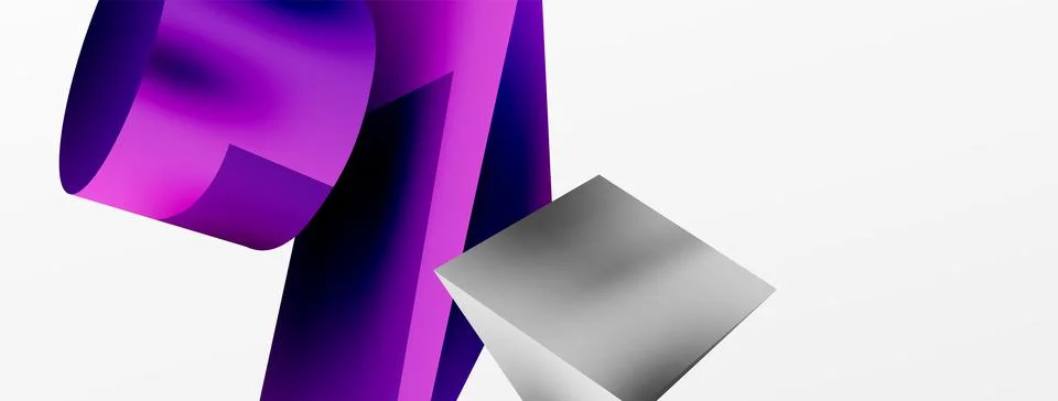 Metallic 3d shape vector geometric background. Trendy techno business template Illustrazione stock