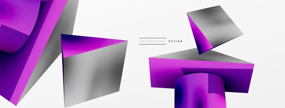 Metallic 3d shape vector geometric background. Trendy techno business template Illustrazione stock
