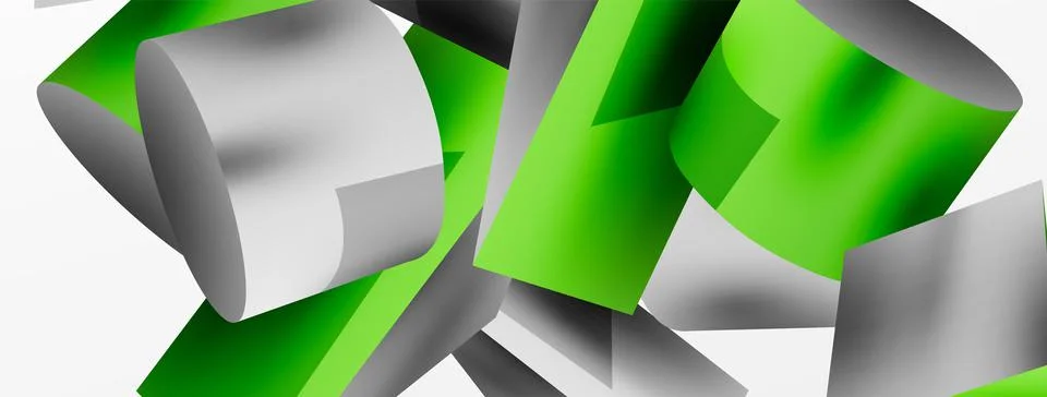 Metallic 3d shape vector geometric background. Trendy techno business template Stockillustratie