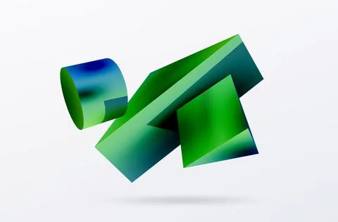 Metallic 3d shape vector geometric background. Trendy techno business template Stockillustratie