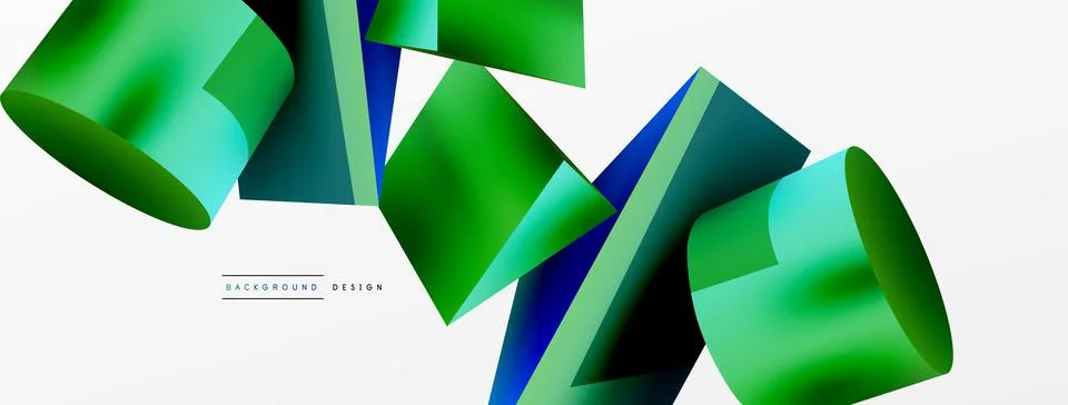 Metallic 3d shape vector geometric background. Trendy techno business template Stock Illustration