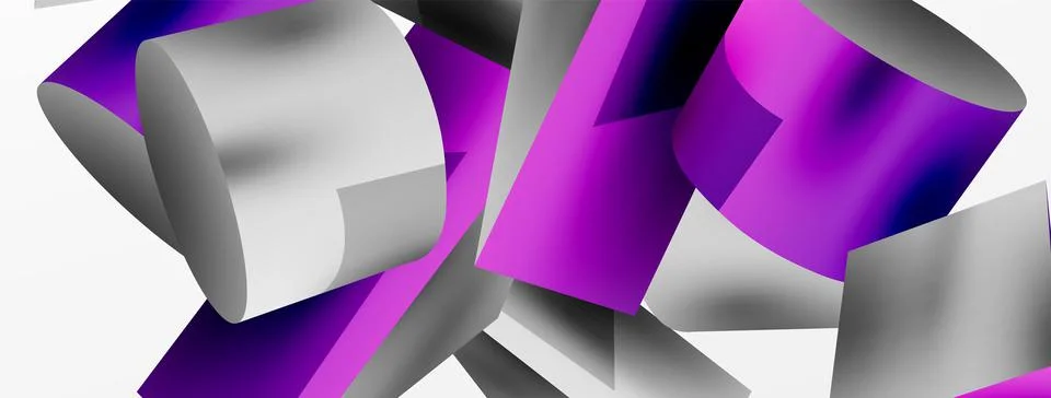 Metallic 3d shape vector geometric background. Trendy techno business template Stock Illustration