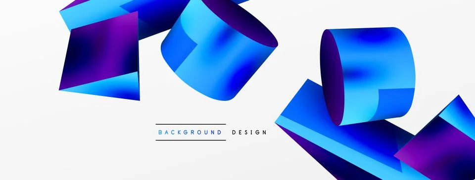 Metallic 3d shape vector geometric background. Trendy techno business template Stockillustratie