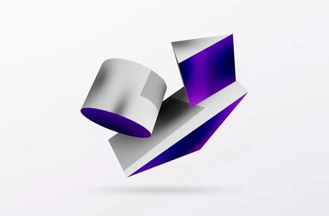 Metallic 3d shape vector geometric background. Trendy techno business template Illustrazione stock