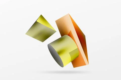 Metallic 3d shape vector geometric background. Trendy techno business template Stockillustratie