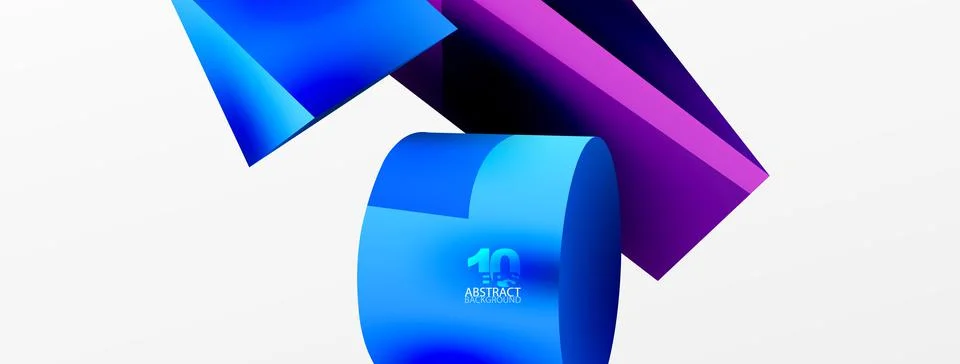 Metallic 3d shape vector geometric background. Trendy techno business template Stock Illustration