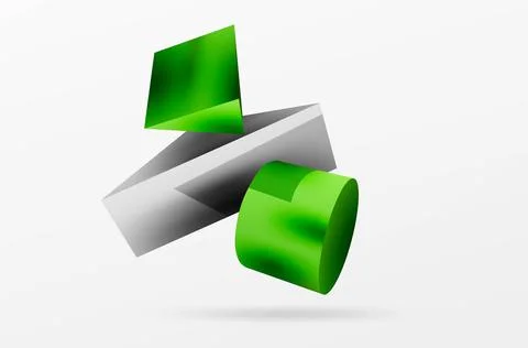 Metallic 3d shape vector geometric background. Trendy techno business template Stockillustratie