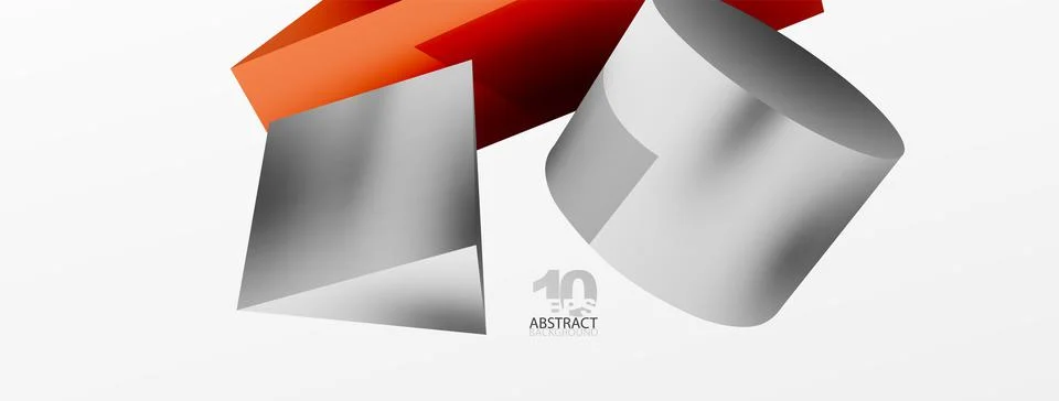 Metallic 3d shape vector geometric background. Trendy techno business template Illustrazione stock