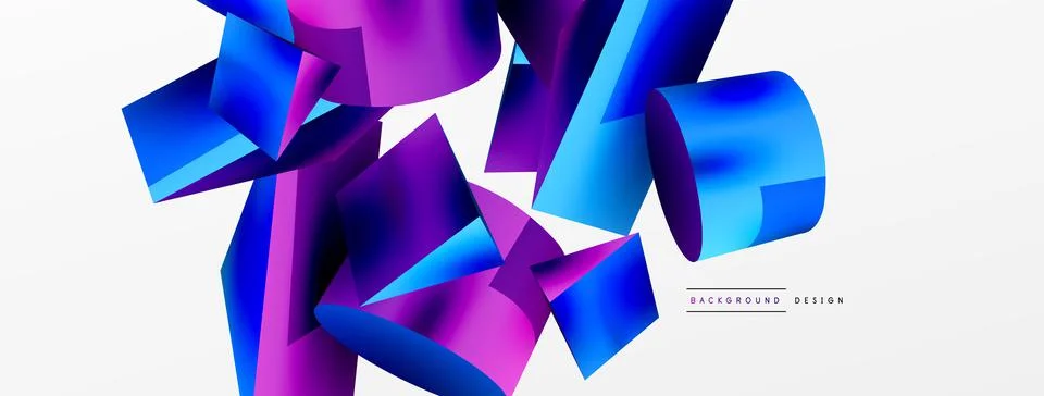 Metallic 3d shape vector geometric background. Trendy techno business template Stockillustratie