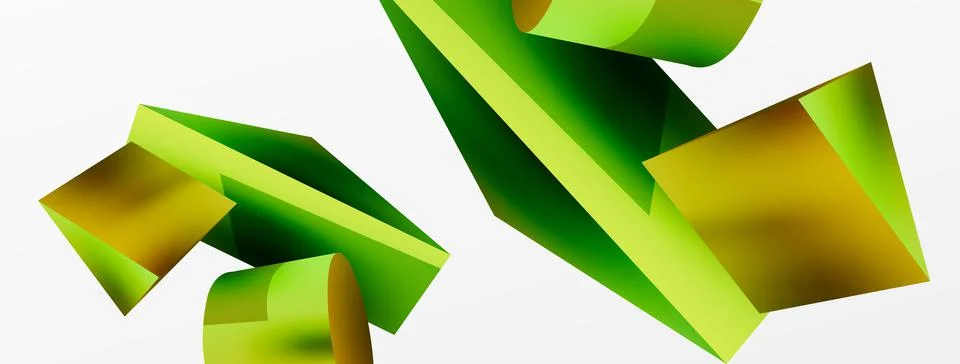 Metallic 3d shape vector geometric background. Trendy techno business template Stock Illustration