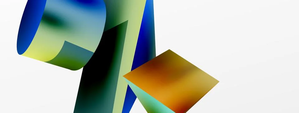 Metallic 3d shape vector geometric background. Trendy techno business template Illustrazione stock