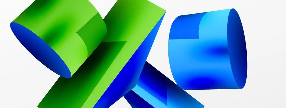 Metallic 3d shape vector geometric background. Trendy techno business template Stock Illustration