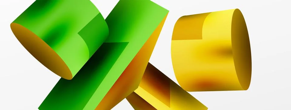 Metallic 3d shape vector geometric background. Trendy techno business template Stock Illustration