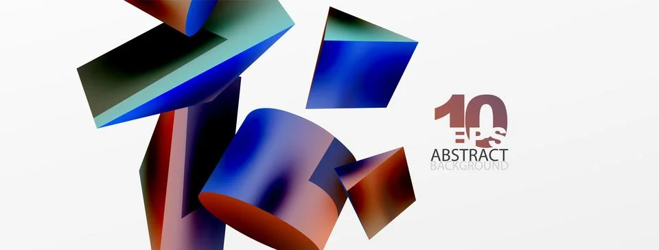 Metallic 3d shape vector geometric background. Trendy techno business template Stockillustratie