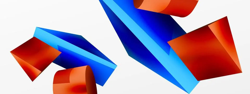 Metallic 3d shape vector geometric background. Trendy techno business template Stock Illustration