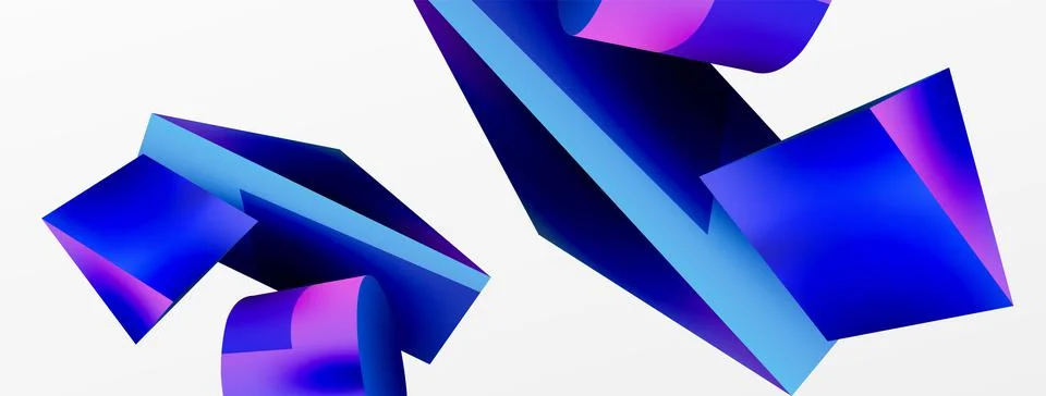 Metallic 3d shape vector geometric background. Trendy techno business template Stockillustratie