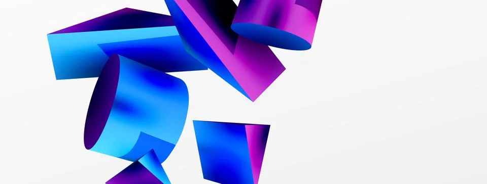 Metallic 3d shape vector geometric background. Trendy techno business template Stockillustratie