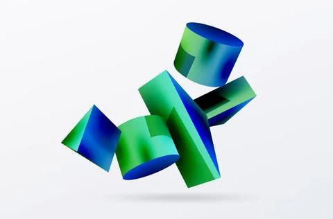 Metallic 3d shape vector geometric background. Trendy techno business template Stockillustratie