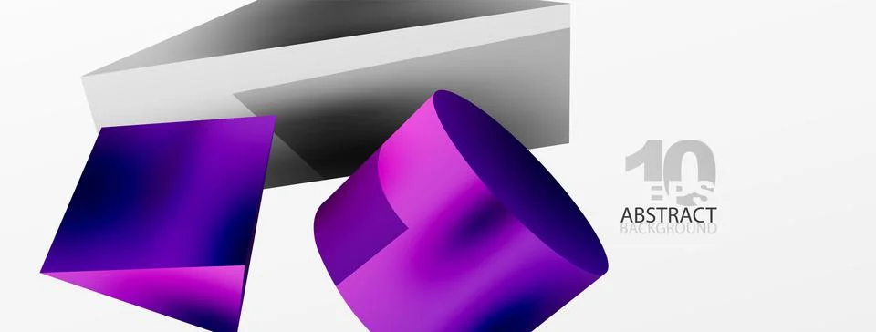 Metallic 3d shape vector geometric background. Trendy techno business template Stockillustratie