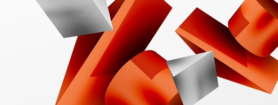 Metallic 3d shape vector geometric background. Trendy techno business template Stockillustratie