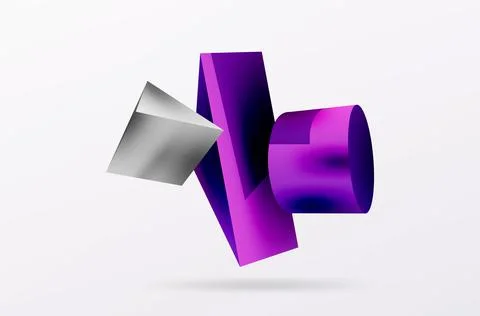 Metallic 3d shape vector geometric background. Trendy techno business template Stock Illustration