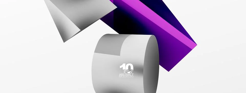 Metallic 3d shape vector geometric background. Trendy techno business template Illustrazione stock