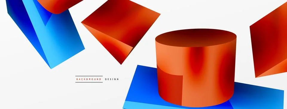 Metallic 3d shape vector geometric background. Trendy techno business template Stock Illustration